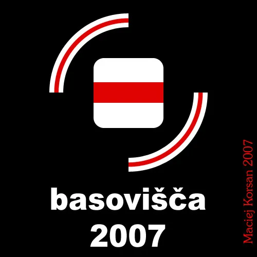 Logo proposal: a white-red-white square framed by two arcs in the same colours, with “basovišča 2007” below