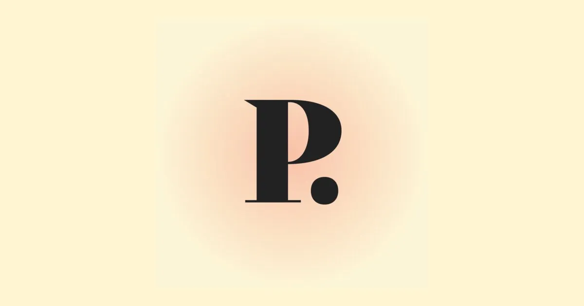 A black letter “P.” on a cream background with a soft peach glow – the POGWAR logo